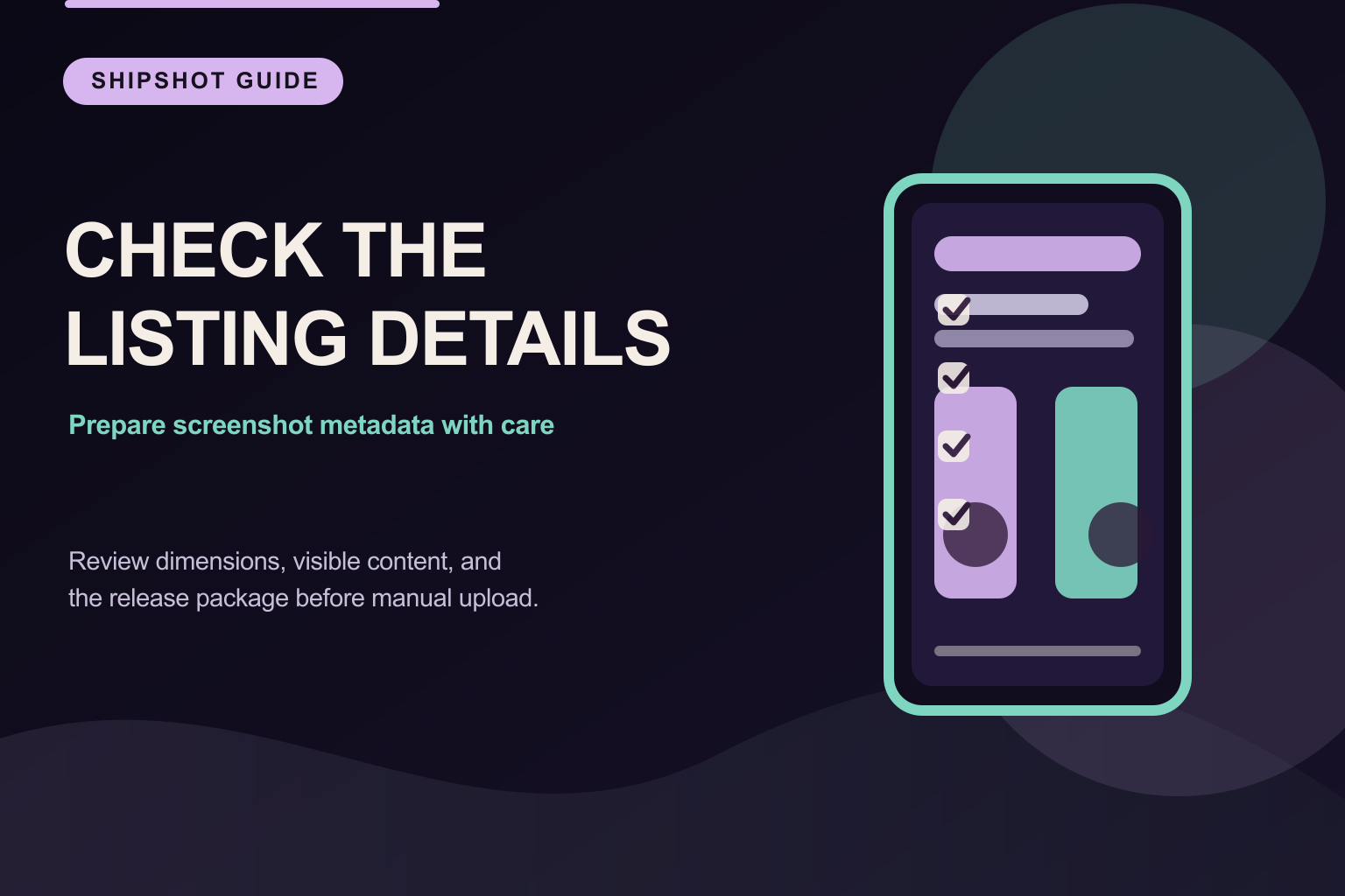 A release checklist for app-store screenshot metadata