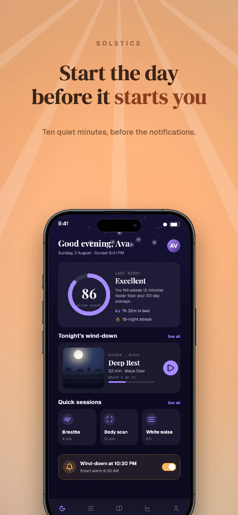 Solstice app screenshot template cover