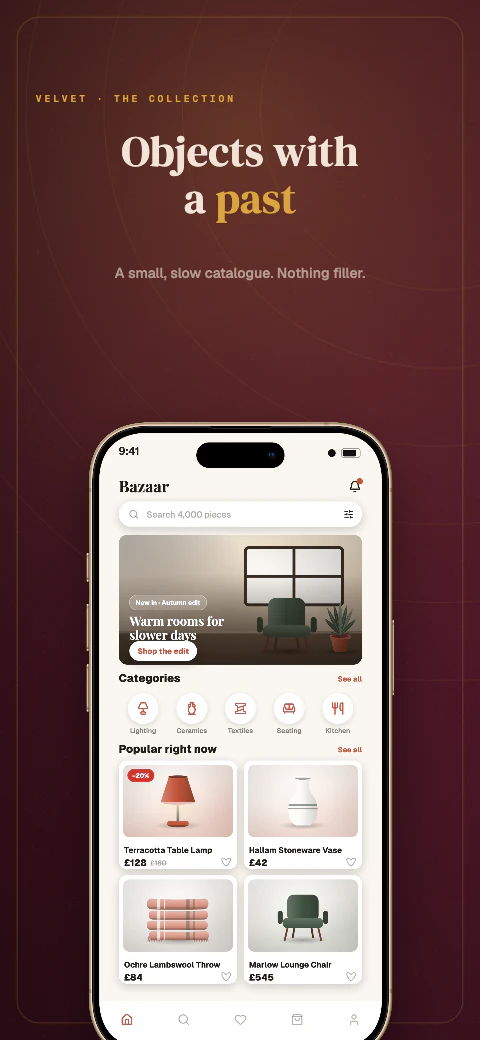 Velvet app screenshot template cover